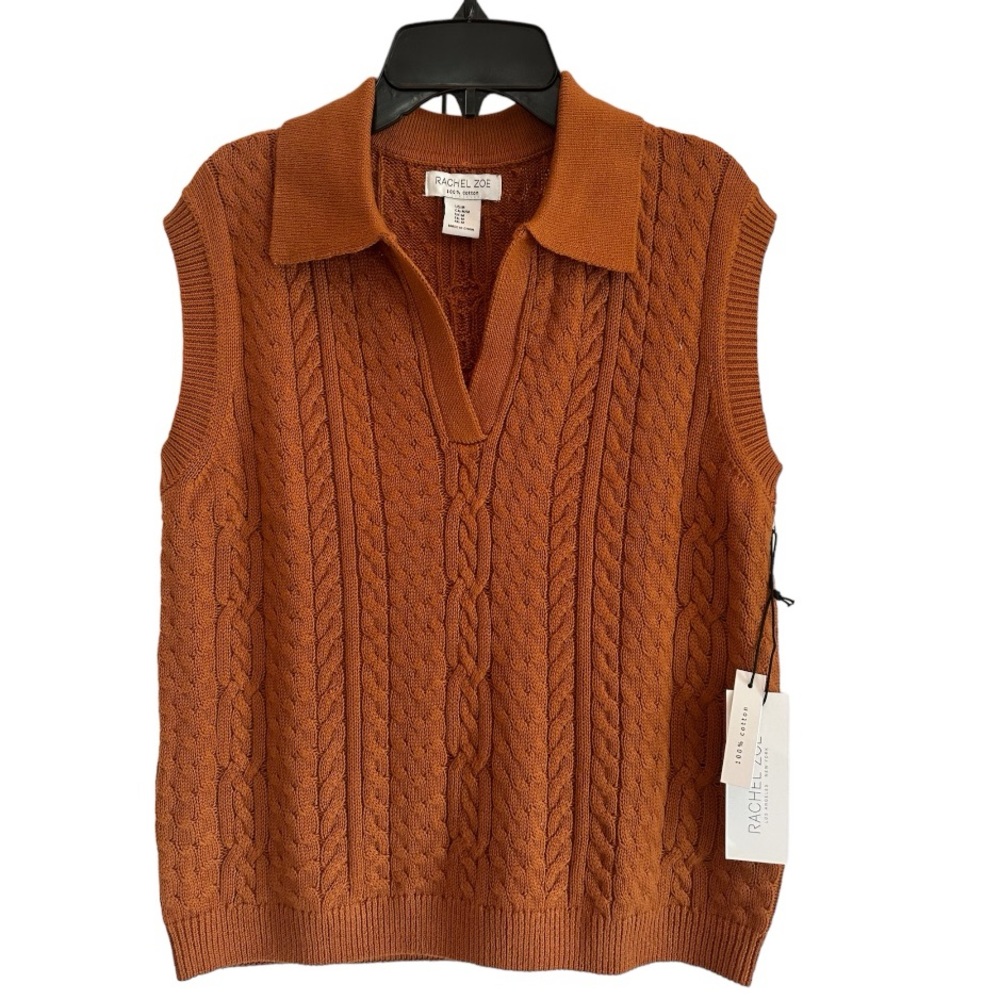 Rachel Zoe Medium Knit Rust Sleeveless Sweater Vest. BNWT.